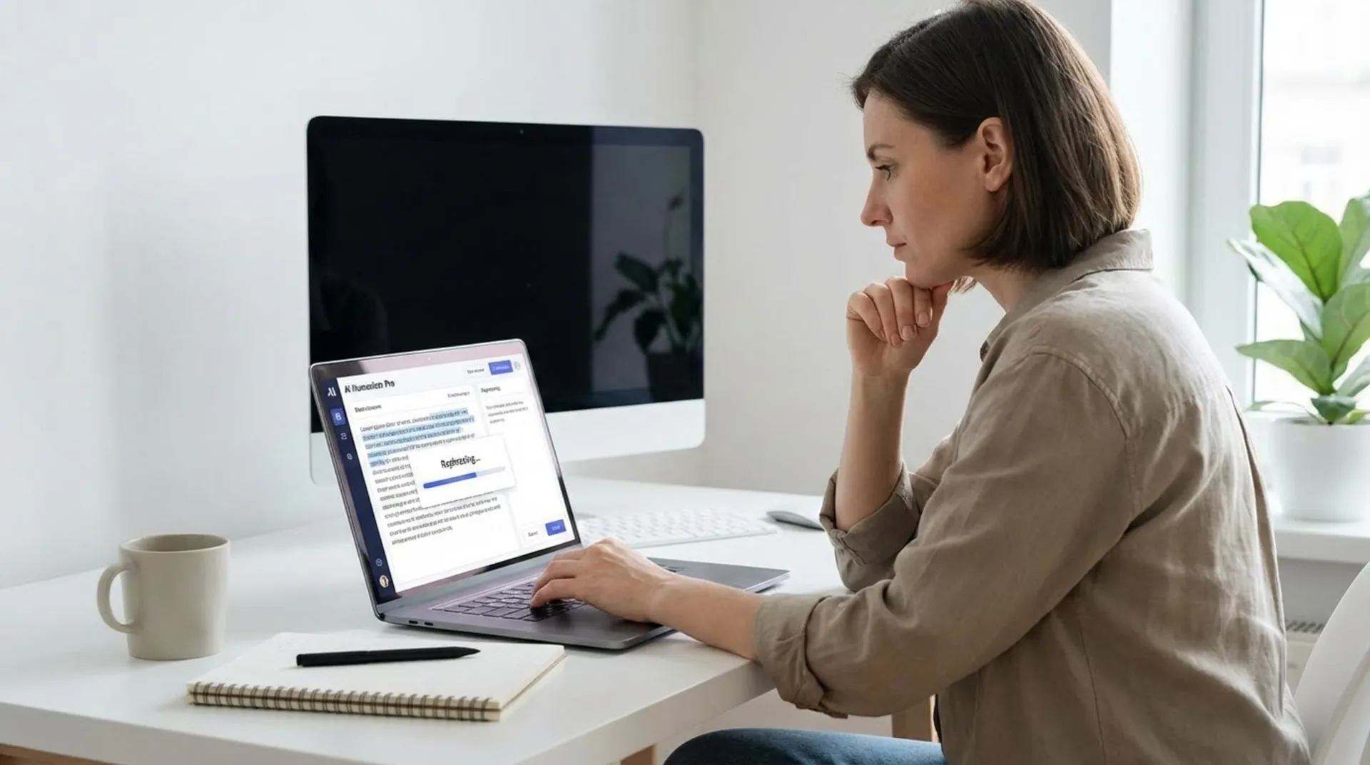 Professional writer using AI humanizer software