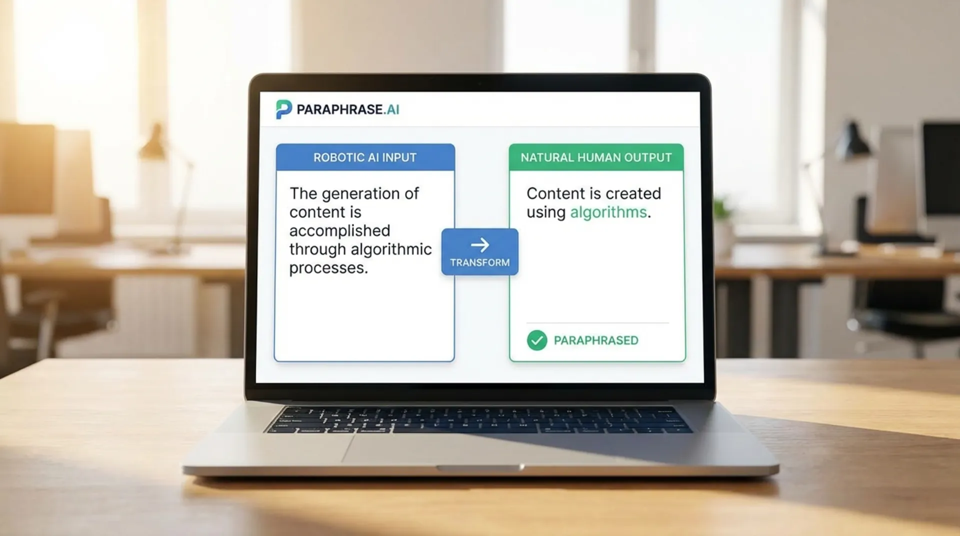 Decopy AI interface showing AI detection and humanizer tools on a laptop screen