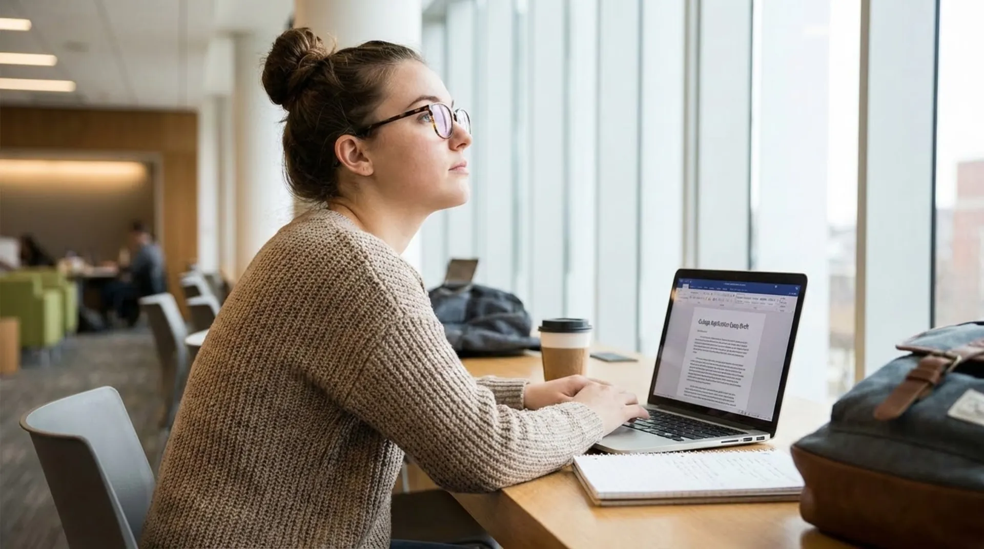 Student writing authentic college application essay